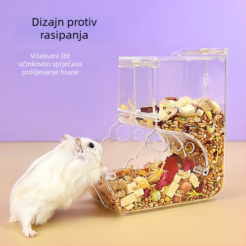 Akrilni hranilnik za hrčke, posuda za hranu, automatsko hranjenje, velik kapacitet, oprema za kućne ljubimce
