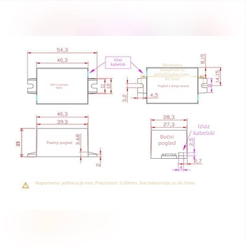 Izolirani AC-DC modul napajanja, 220V na 12V, jednokanalan, LED gola ploča