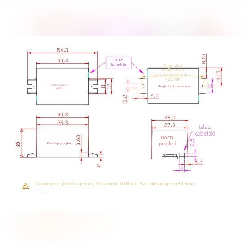 Izolirani AC-DC modul napajanja, 220V na 12V, jednokanalan, LED gola ploča