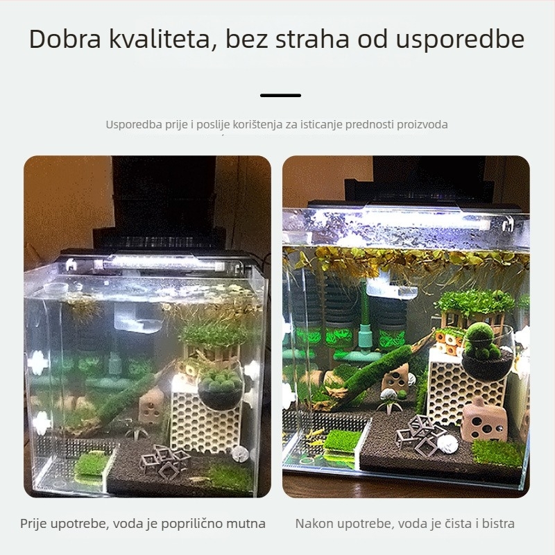 USB filter za akvarij, 3-u-1 cirkulacijski sustav za filtriranje i oksigenaciju, ugrađeni, ABS, težina 80 g