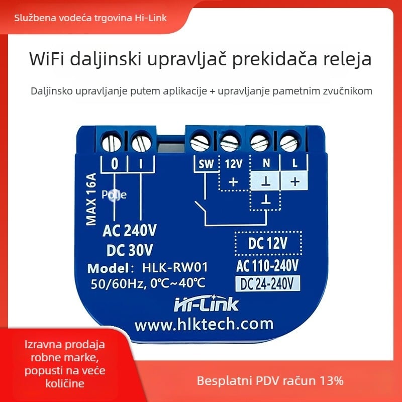 WiFi relejni prekidač s daljinskim upravljanjem, AC/DC kompatibilan, marka MPS