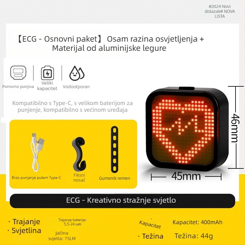Stražnja svjetla za planinski bicikl, aluminijska legura, kreativan dizajn, svjetlo upozorenja za noćnu vožnju, Span speed/kuasu