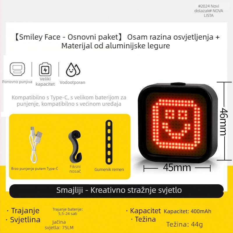 Stražnja svjetla za planinski bicikl, aluminijska legura, kreativan dizajn, svjetlo upozorenja za noćnu vožnju, Span speed/kuasu