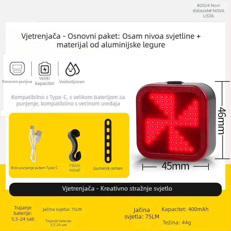 Stražnja svjetla za planinski bicikl, aluminijska legura, kreativan dizajn, svjetlo upozorenja za noćnu vožnju, Span speed/kuasu