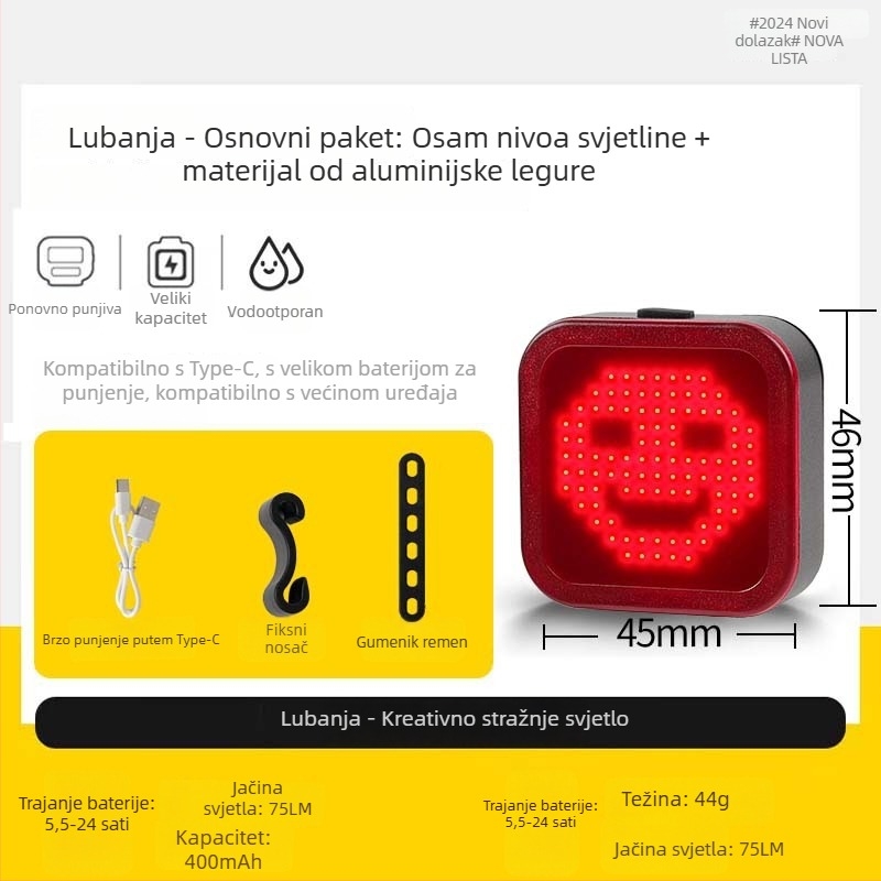 Stražnja svjetla za planinski bicikl, aluminijska legura, kreativan dizajn, svjetlo upozorenja za noćnu vožnju, Span speed/kuasu