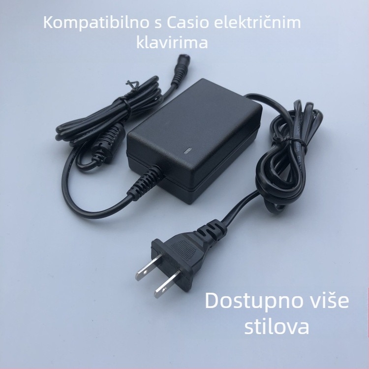 AC/DC napajanje za Casio digitalni klavir – izlazi 9V/0.85A, 9.5V/1A, 12V/1.5A; ulaz 100-240V; PWM modulacija; napajanje s prekidačem