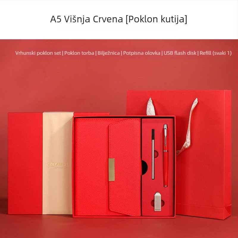 Set bilježnica s umjetnom kožom, žičano povezivanje, Dowling papir 80 g, 100–200 stranica, poslovni ured stil, personalizirani poklon paket
