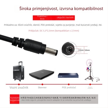 Napajanje s prekidačem 15V 5A za LCD monitor, 75W, ulaz 100-240V, 50/60 Hz, učinkovitost 85%