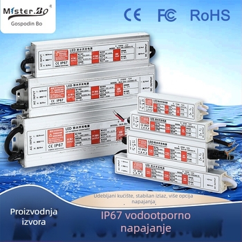 Preklopno napajanje AC/DC IP67 vodootporno, ulaz 12V/24V/5V, izlaz 12-1200W, učinkovitost 80%, CE/FCC/ROHS