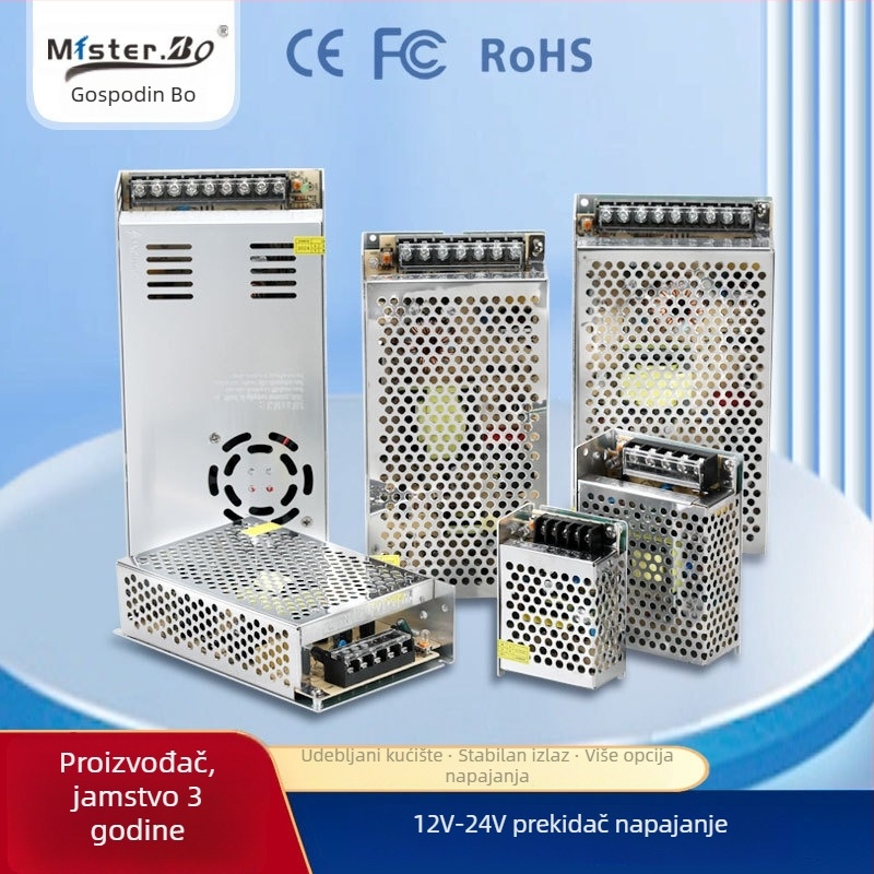Preklopno napajanje AC/DC IP67 vodootporno, ulaz 12V/24V/5V, izlaz 12-1200W, učinkovitost 80%, CE/FCC/ROHS