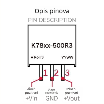 DC-DC neizolirani napajni modul, napajanje 24V na 3.3V/9V/±5V/±12V/±15V, regulirani izlaz, zaštita od kratkog spoja