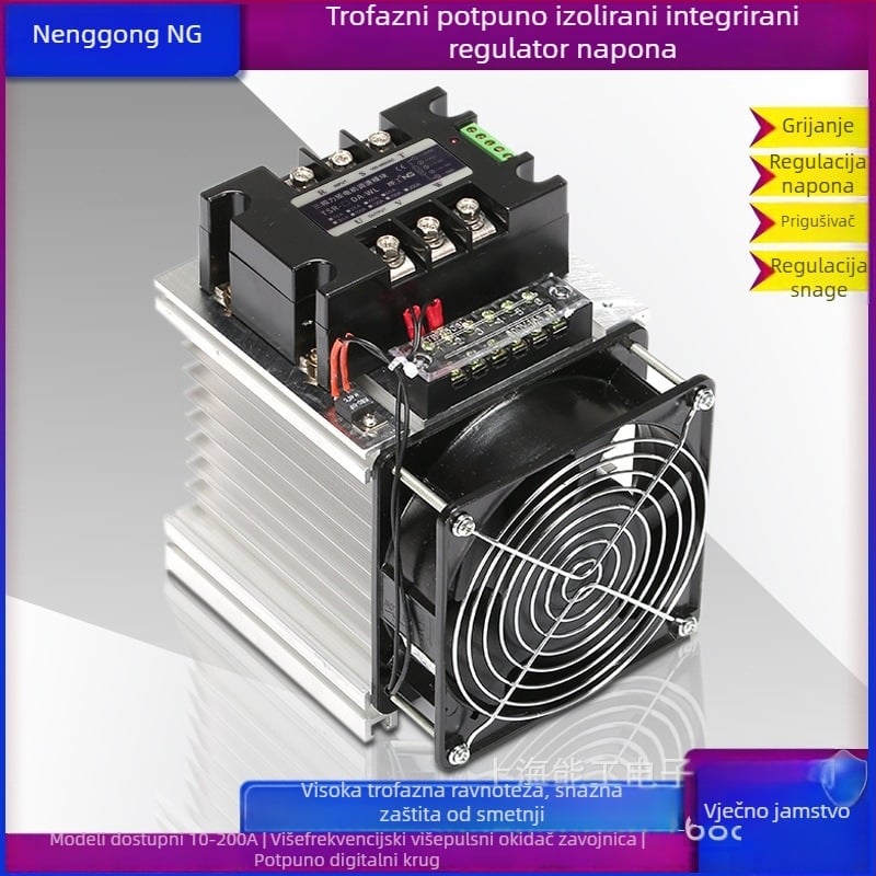 Trofazni modul za regulaciju napona DC-AC TSR-120DA-W s rashladnim ventilatorom, nazivni tok 120 A, kontaktno opterećenje 380 V
