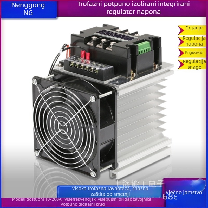 Trofazni modul za regulaciju napona DC-AC TSR-120DA-W s rashladnim ventilatorom, nazivni tok 120 A, kontaktno opterećenje 380 V
