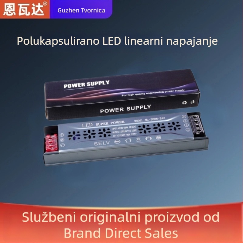 Napajanje za LED trak, prekidač, 95% učinkovitost, IP20, dimenzije 205×50×23 mm, težina 232 g