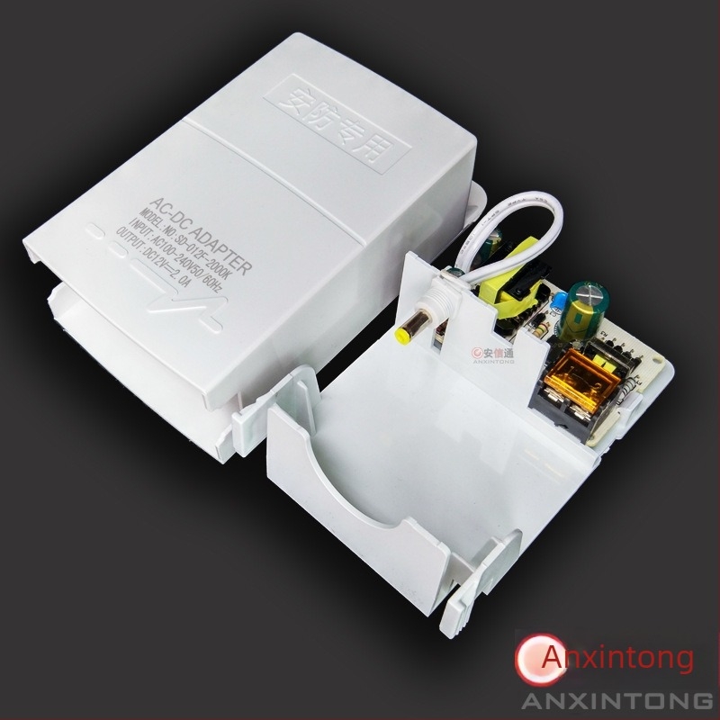 Anxin 12V 2A vanjsko vodootporno AC/DC napajanje za IC nadzorne kamere; ulaz 100-265V, izlaz 12V/2A, učinkovitost 85%, PWM/PFM, CCC certifikat