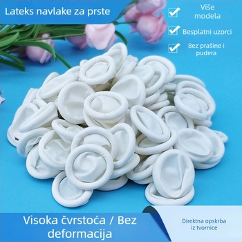 Antistatične, jednokratne latex navlake za prste, bijele, za manikuru i higijenu