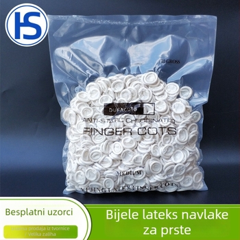 Antistatične, jednokratne latex navlake za prste, bijele, za manikuru i higijenu
