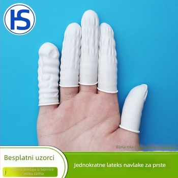 Antistatične, jednokratne latex navlake za prste, bijele, za manikuru i higijenu