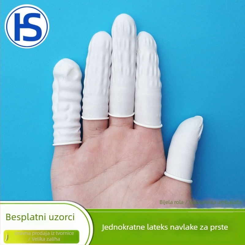 Antistatične, jednokratne latex navlake za prste, bijele, za manikuru i higijenu