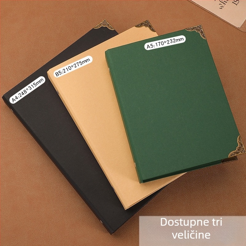 Mingjia HYJ-99 Bilježnica s izmjenjivim stranicama od kraft papira, 4 rupe za umetke, 20 listova, otisnut logotip, prilagodljivo