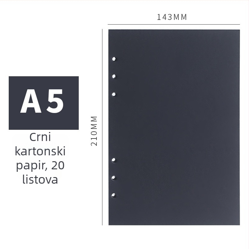 Mingjia HYJ-99 Bilježnica s izmjenjivim stranicama od kraft papira, 4 rupe za umetke, 20 listova, otisnut logotip, prilagodljivo