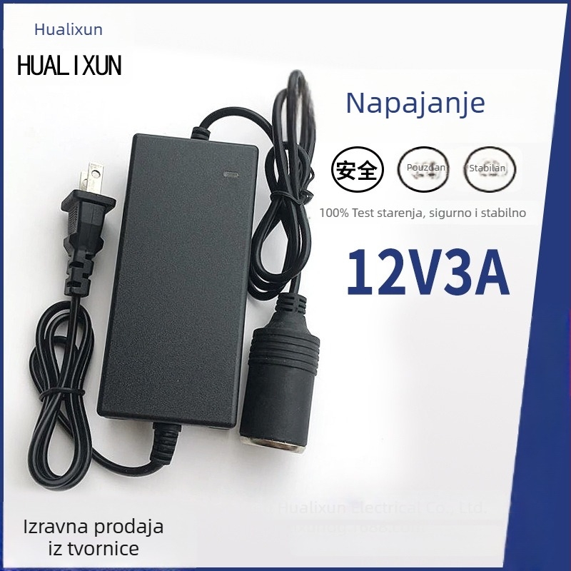 AC-DC pretvarač napajanja, ulaz 100-240V, izlaz 12V 3A (36W), učinkovitost 82-92%.