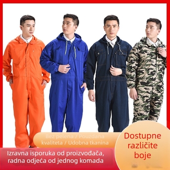 Muške kamuflažne kombinezoni, udoban slobodan kroj, jedinstveni radni kombinezon od pamuk–polyester smjese s poliester podstavom; otporne na zaprljanje i dekontaminaciju; pogodno za zavarivanje, farbanje, popravak strojeva i uzgoj.