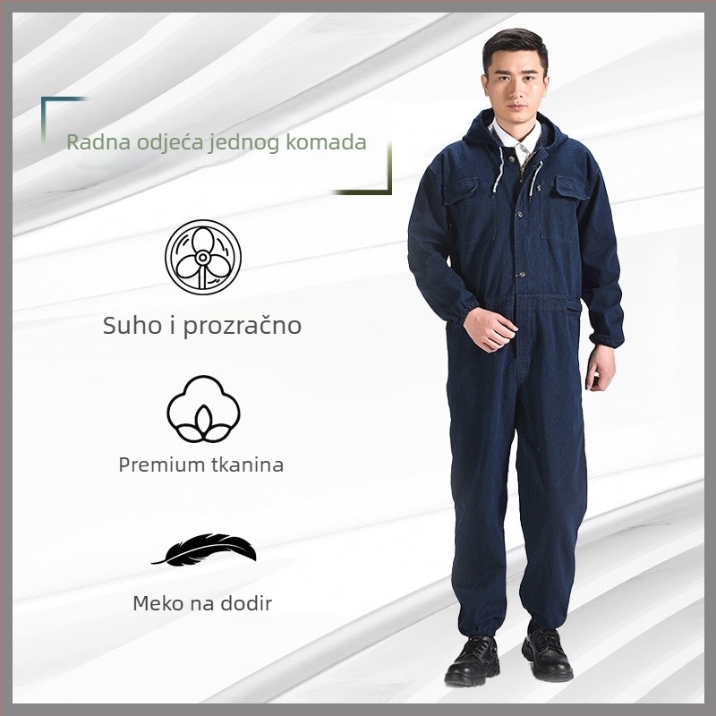 Muške kamuflažne kombinezoni, udoban slobodan kroj, jedinstveni radni kombinezon od pamuk–polyester smjese s poliester podstavom; otporne na zaprljanje i dekontaminaciju; pogodno za zavarivanje, farbanje, popravak strojeva i uzgoj.