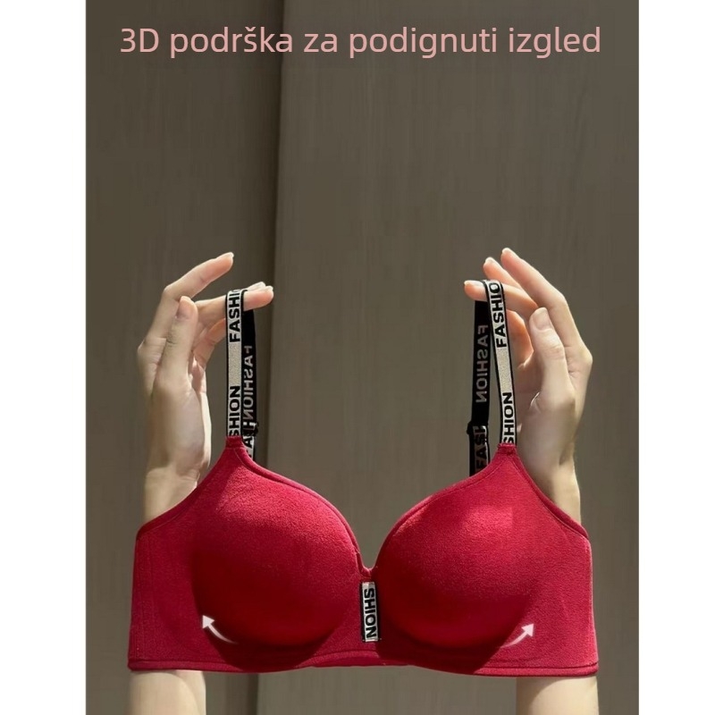 Push-up grudnjak s flanelom, zimi prozračan, V-oblik, košarica 3/4