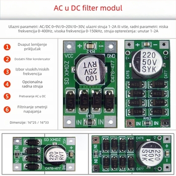 AC-DC ispravljački filtrski modul — napajanje s prekidačem, 0-9V/20V/30V, 1-3A