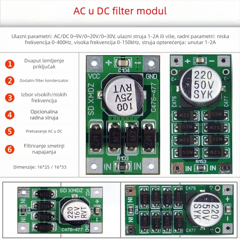 AC-DC ispravljački filtrski modul — napajanje s prekidačem, 0-9V/20V/30V, 1-3A