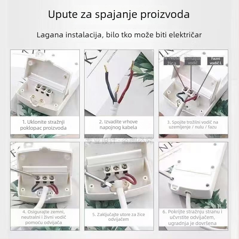 Produžni kabel s više utičnica za kućnu uporabu, 10A/2500W, kućište PP+PC, CCC certificirano, 220-250V