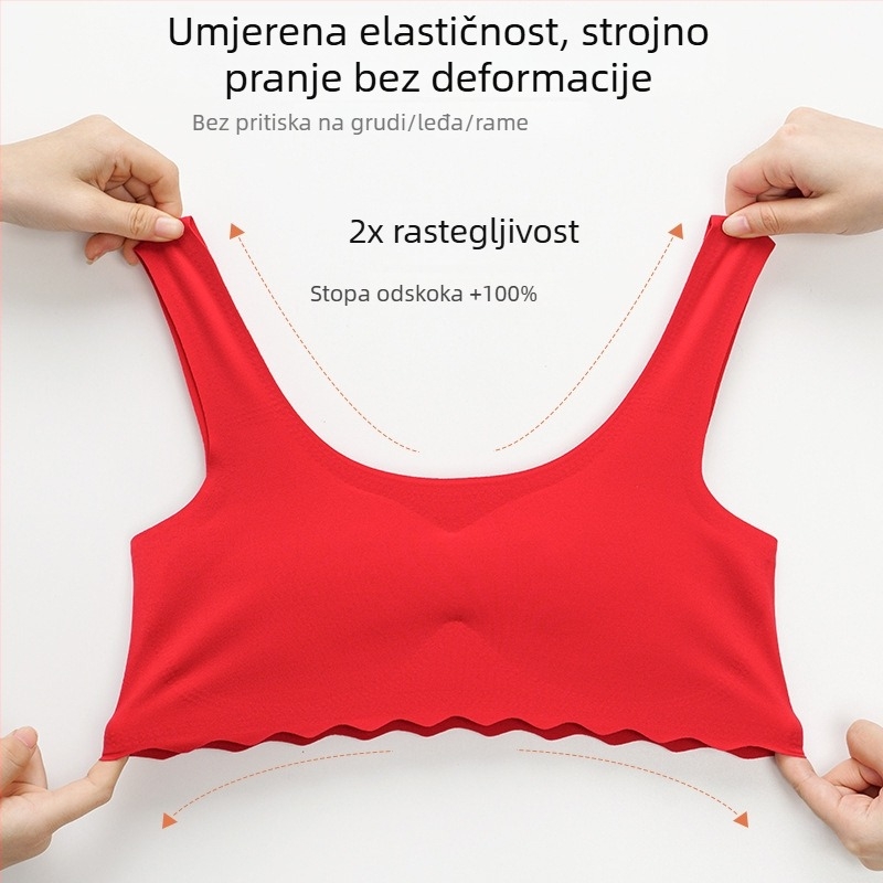 Dječji grudnjak-vest od najlona, puna košarica, tanke oblikovane košarice od pjene, bez žice, fiksni dvostruki remenčići, podstava od poliestera 80–90%, za uzrast 12–15 godina