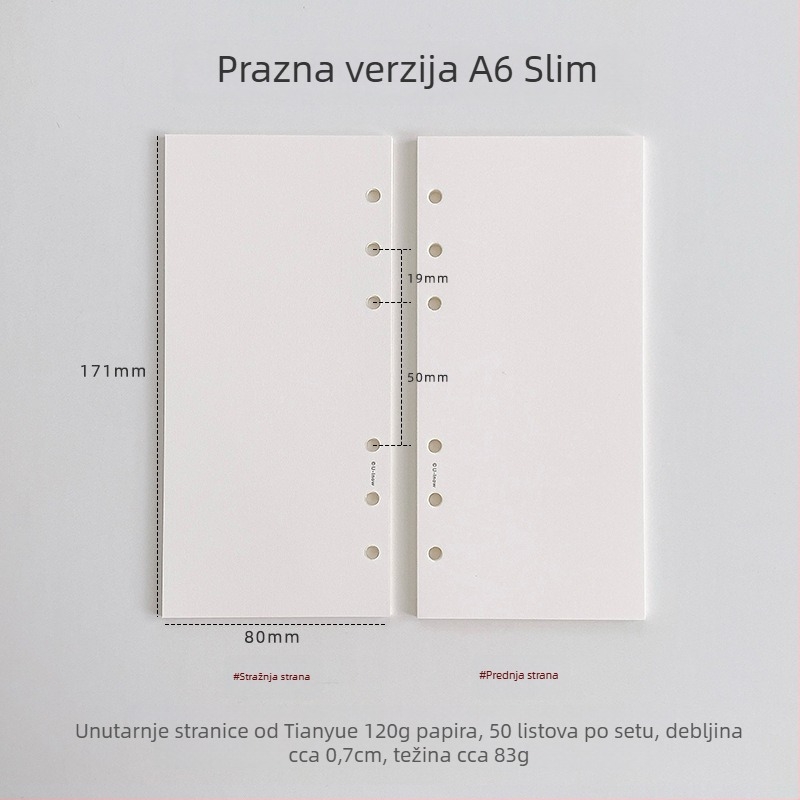 Planer s listovima za slobodno listanje i odvojivim unutarnjim stranicama, papir TianYue 120 g, mrežaste i prazne stranice