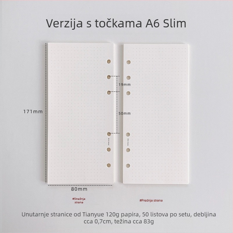 Planer s listovima za slobodno listanje i odvojivim unutarnjim stranicama, papir TianYue 120 g, mrežaste i prazne stranice