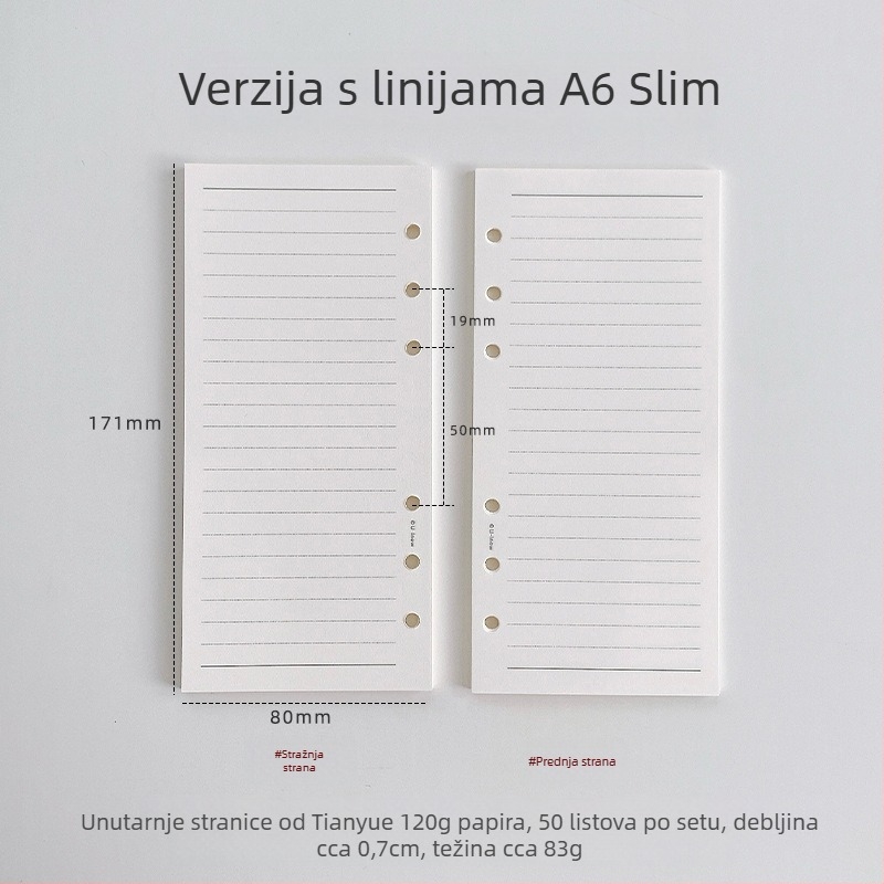 Planer s listovima za slobodno listanje i odvojivim unutarnjim stranicama, papir TianYue 120 g, mrežaste i prazne stranice