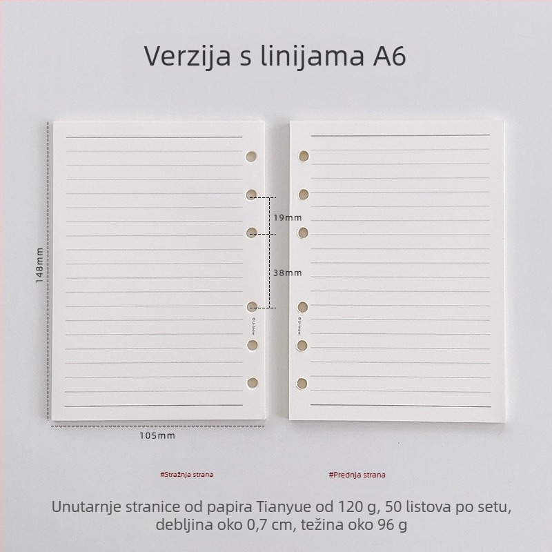 Planer s listovima za slobodno listanje i odvojivim unutarnjim stranicama, papir TianYue 120 g, mrežaste i prazne stranice