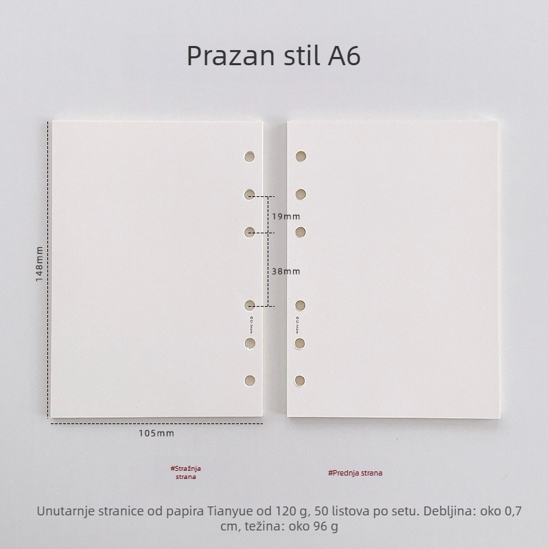 Planer s listovima za slobodno listanje i odvojivim unutarnjim stranicama, papir TianYue 120 g, mrežaste i prazne stranice