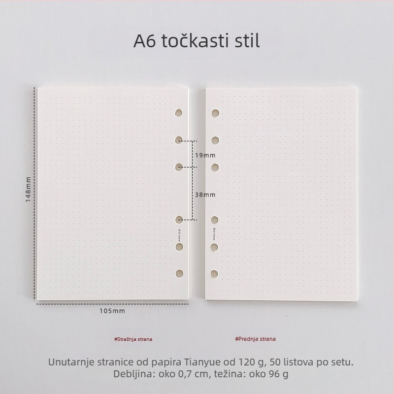 Planer s listovima za slobodno listanje i odvojivim unutarnjim stranicama, papir TianYue 120 g, mrežaste i prazne stranice