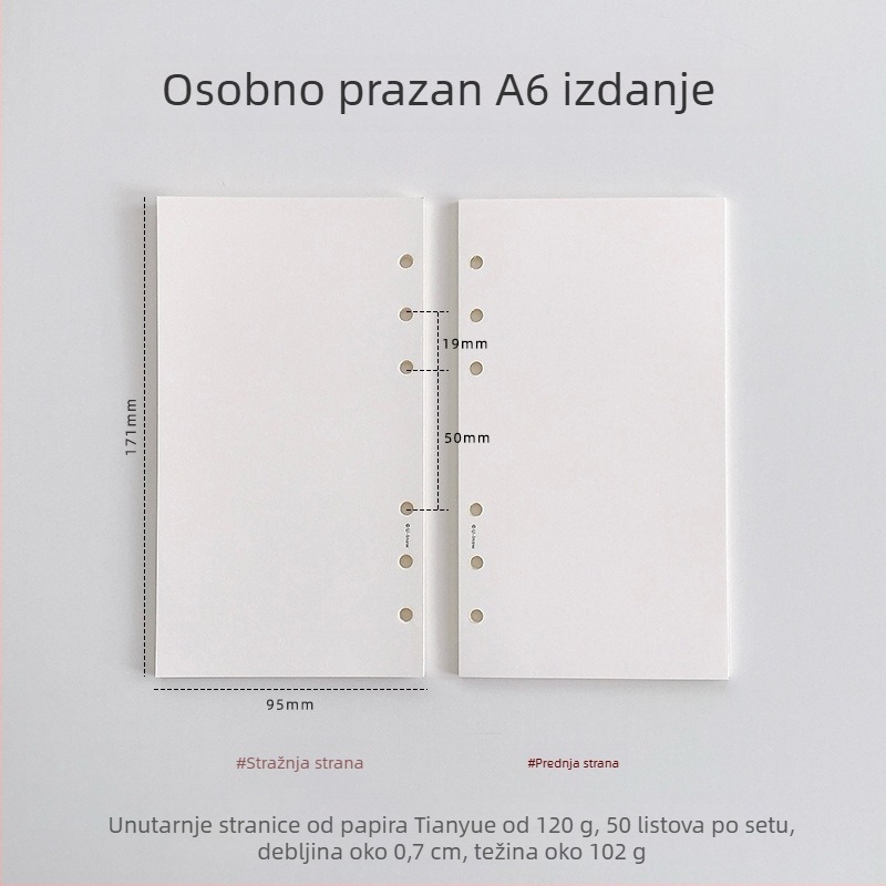 Planer s listovima za slobodno listanje i odvojivim unutarnjim stranicama, papir TianYue 120 g, mrežaste i prazne stranice