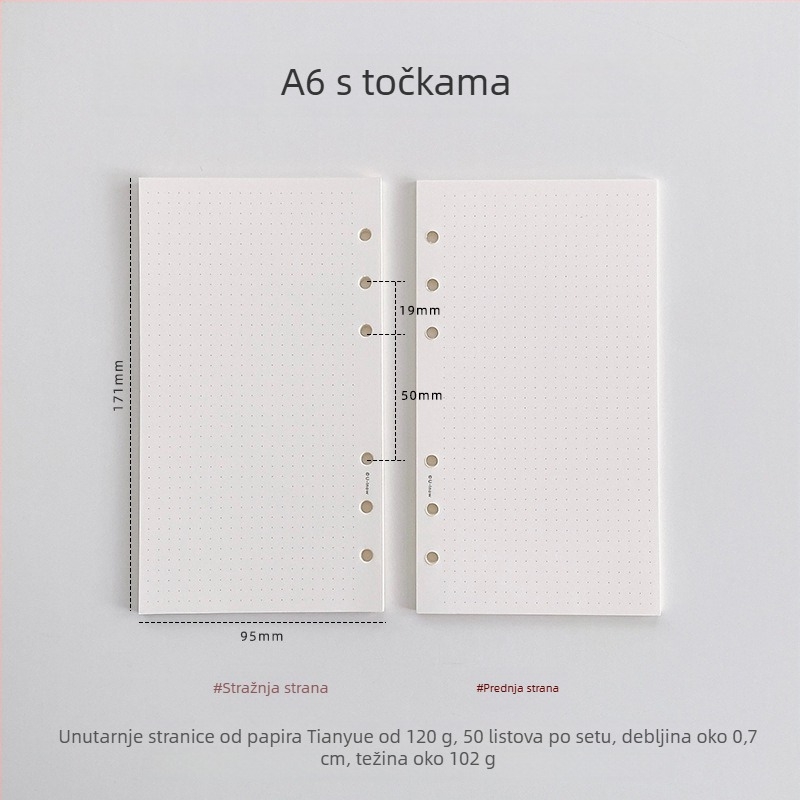 Planer s listovima za slobodno listanje i odvojivim unutarnjim stranicama, papir TianYue 120 g, mrežaste i prazne stranice