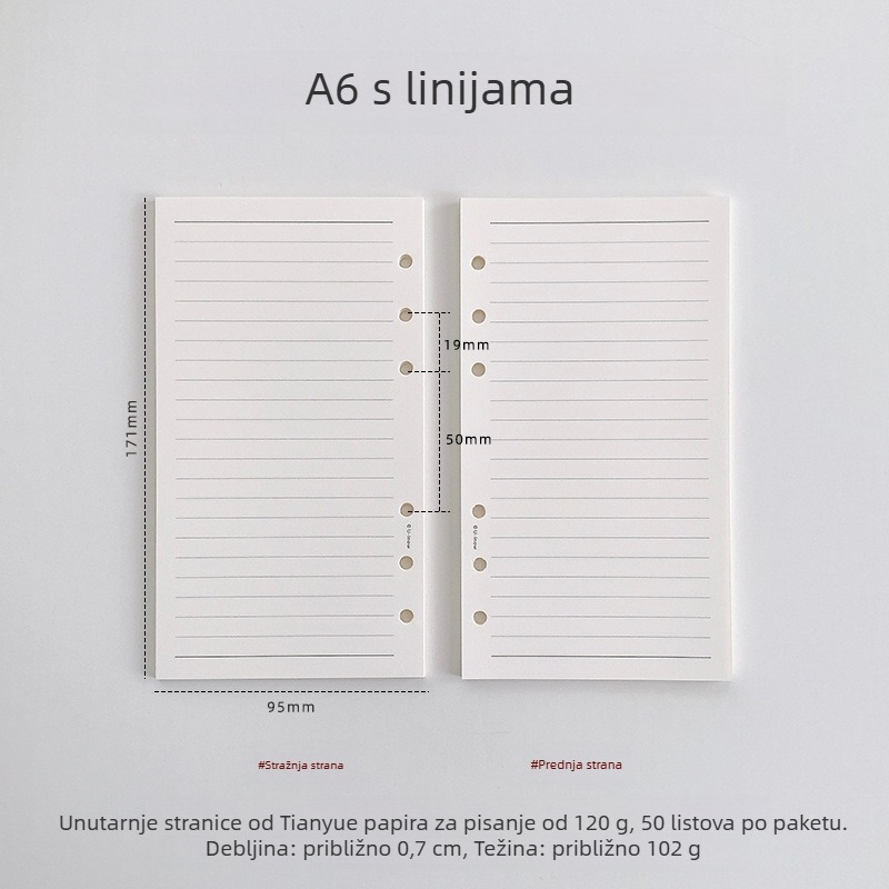 Planer s listovima za slobodno listanje i odvojivim unutarnjim stranicama, papir TianYue 120 g, mrežaste i prazne stranice