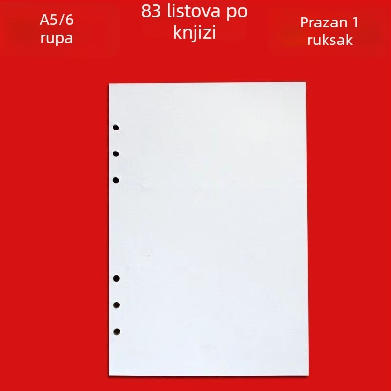 A5 unutarnje stranice sa 6 rupa — zamjenski jezgrom za bilježnice s listovima