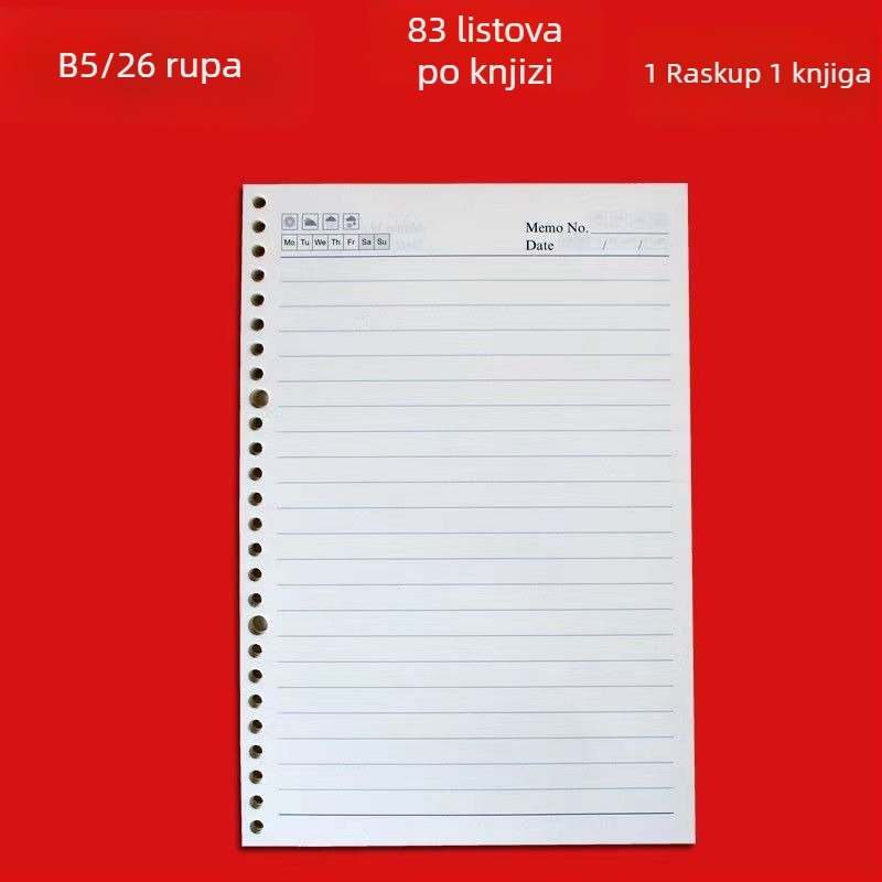 A5 unutarnje stranice sa 6 rupa — zamjenski jezgrom za bilježnice s listovima