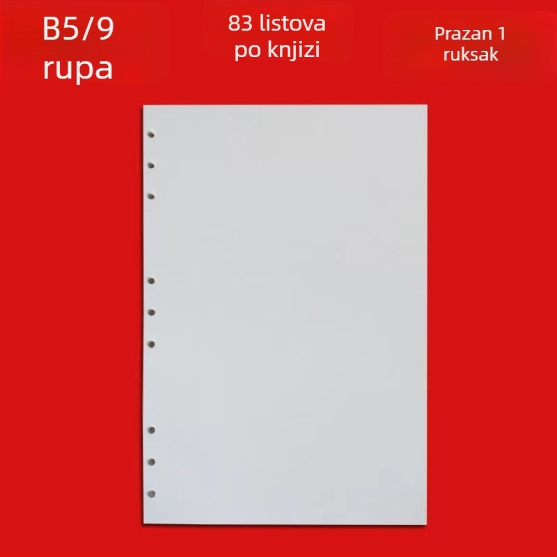 A5 unutarnje stranice sa 6 rupa — zamjenski jezgrom za bilježnice s listovima