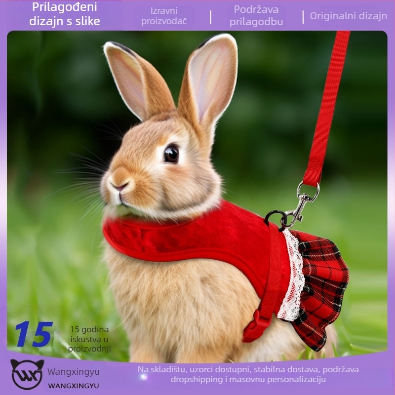 Božišni postroj za male kućne ljubimce s prsnim i leđnim remenima za mačke, zečeve i guinejske svinje — poliester