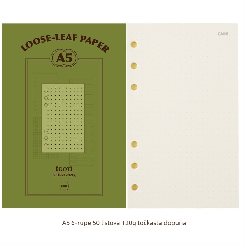 CAGIE M5a6 Refill listova za slobodne listove, A6, 50 listova, Papir od nerafinirane drvne celuloze