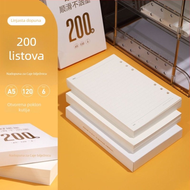 CAGIE M5a6 Refill listova za slobodne listove, A6, 50 listova, Papir od nerafinirane drvne celuloze