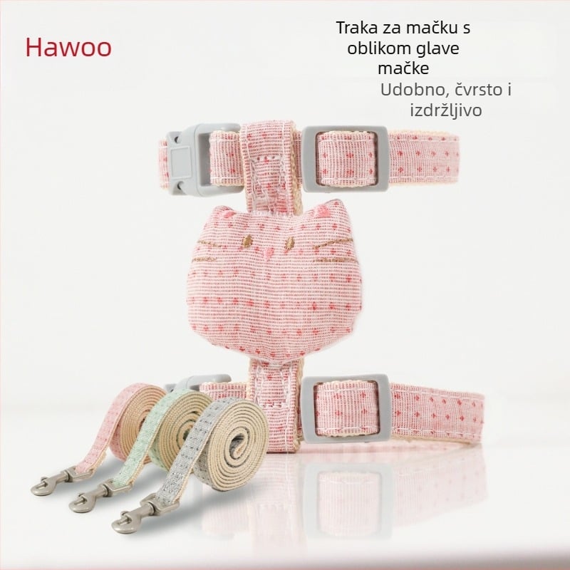 Mačji harnes u obliku I s podesivim užetom - materijal: tkanina, Hawoo