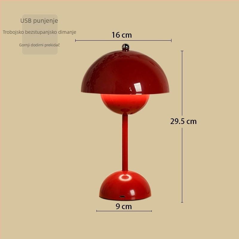 Par stolnih lampi s gljivastim dizajnom, dodirni prekidač, max 5W, napon ≤36V, noćno svjetlo i studijska lampa